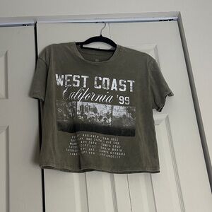 Unbranded Olive West Coast California '99 Crop Tee